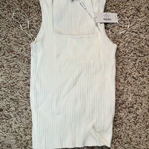 Petal & Pup White Ribbed Tank Top